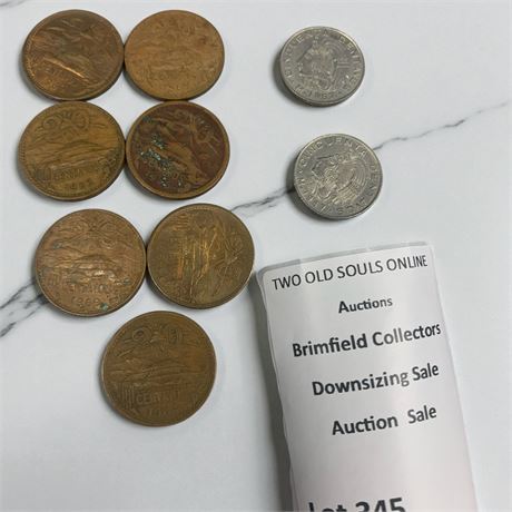 Mexican 20 Centavo Coins From 1960s & 2 Mexican 50 Centavos Coins