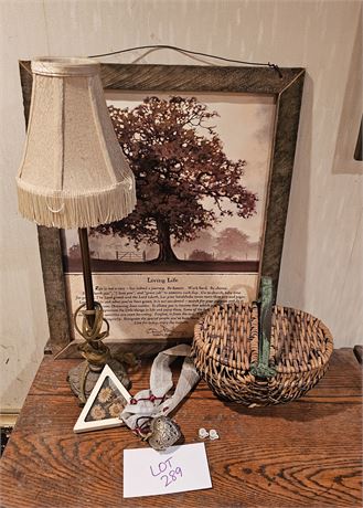 Candlestick Lamp / Living Life Framed Print / Basket & More