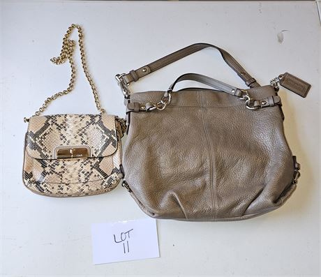 Brown Coach Handbag & Coach Faux Snakeskin Bag