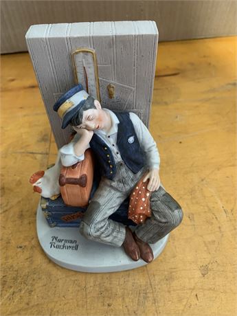 Norman Rockwell Asleep On the Job Danbury Mint Figurine Japan 1980