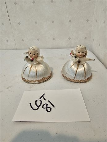 Vintage Christmas Angels - Chenille & Satin Bodies/HP Ceramic Heads