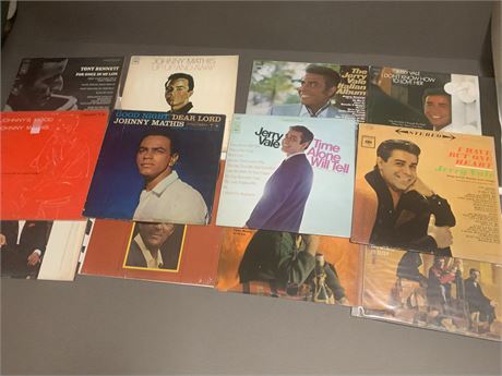 Jerry Vale, Johnny Mathis, Tony Bennett Record Album Lot