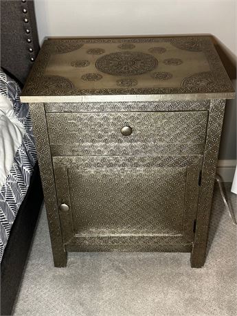 World Market Kiran Embossed Metal Nightstand