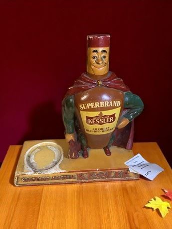 Vintage Chalkware Kessler Superbrand Whiskey Advertising Display Figurine