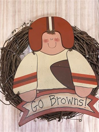 Cleveland Browns Football Wood & Grapevine Wreath Wall or Door Decoration
