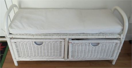 Wicker Bench With Storage