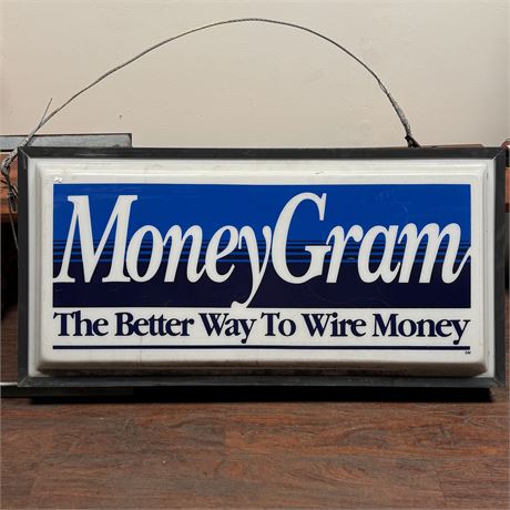 Vintage Moneygram Illuminated Double Sided Store Sign - 48 x 9 x 24"