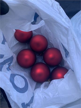 Red Christmas Bulbs And Holiday Ribbons Lot