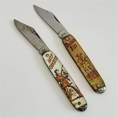 Buffalo Bill & Davy Crockett Vintage Novelty Pocket Knives