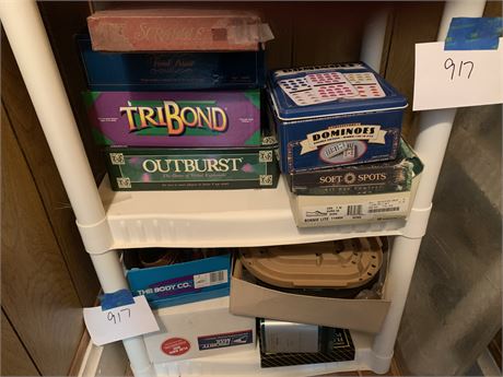 Vintage Board Games Lot TriBond Outburst Dominos Scrabble Puzzles Simon & More