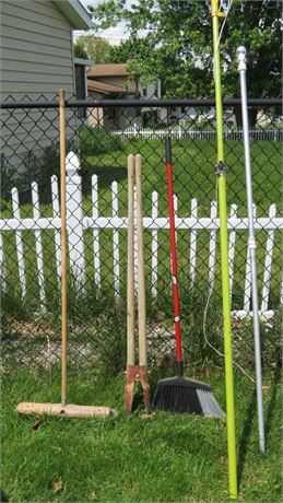Post Hole Digger, Brooms, Pole Saw