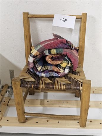 Picnic Beach Rug & Childs Woven Wood Chair