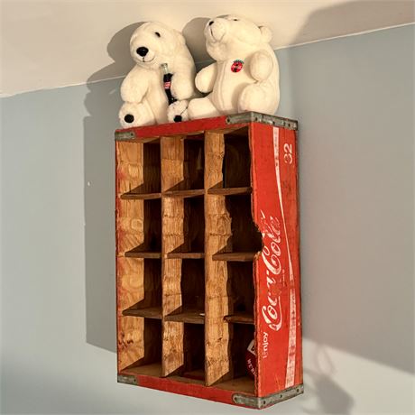 Old Coca-Cola Crate and Plush on Top