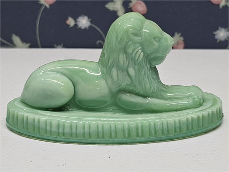 Vogelsong Green Slag Lion Paperweight