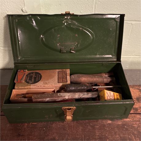 Metal Toolbox Full of Old Tools