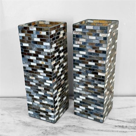 Decorative Mosaic Glass Vases - 15"T x 5" x 5"