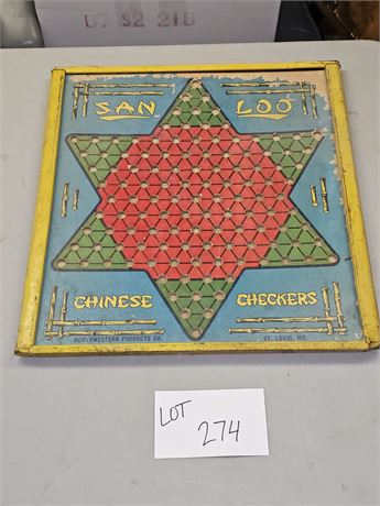 Vintage Chinese/Checker Board with Marbles