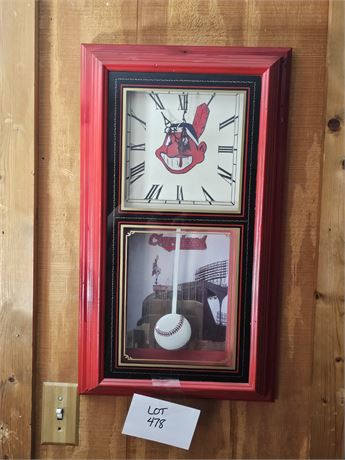 Cleveland Indians Battery Op Wall Clock