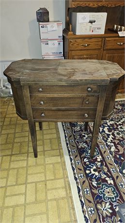 Vintage Sewing Machine Table With White Rotary Sewing Machine