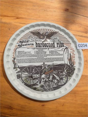 Vintage Royal China Pie Plate/Platter - Wild Western BBQ Recipe From 1983