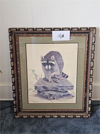 1972 Signed Gene Gray "Raccoon" Print