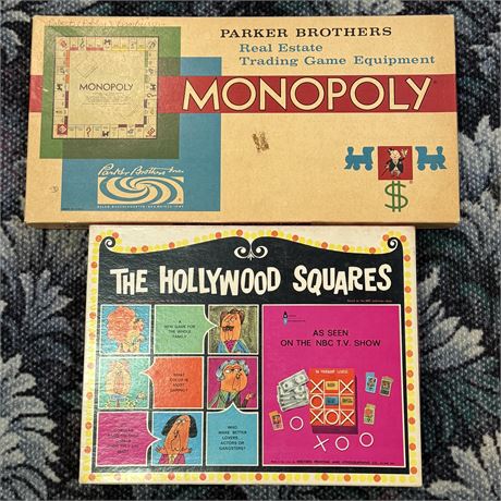 1960's Hollywood Squares and Monopoly Board Games