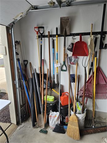 Yard Tool Cleanout:Shovels/Rakes/Brooms/Branch Trimmer & More