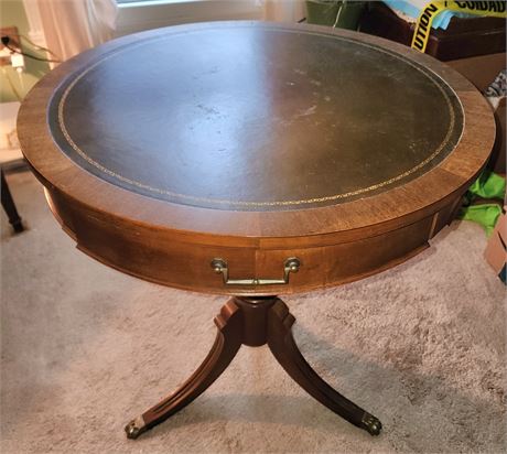 Leather Top Drum Table