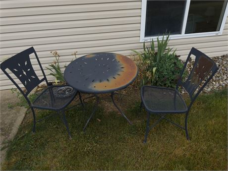 Metal Bistro Table with Two matching Chairs