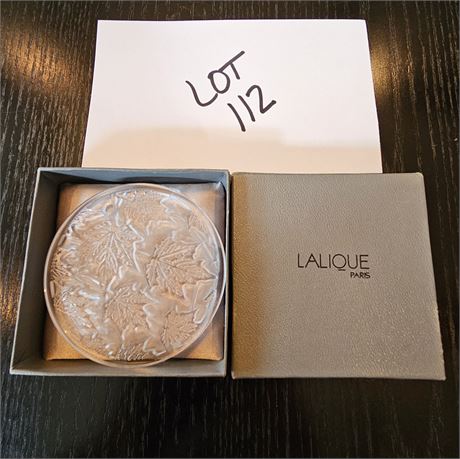 Lalique "Frosted Maple Leaf" Crystal Ornament