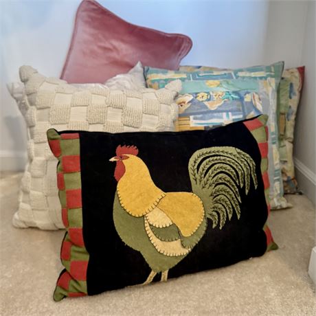 Collection of Various Throw Pillows - Country, Knit, Quilt Style....
