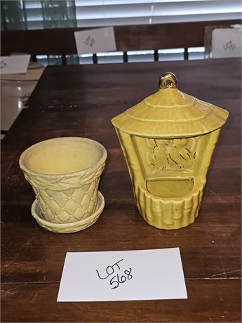 McCoy Yellow Flower Pot & F&M Artware Wall Pocket