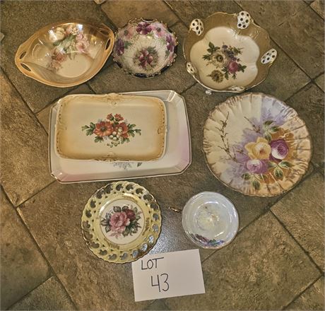 Mixed Collectibles- Nippon HP Bowl, RS Germany HP Bowl, HP Limoges Plate & More
