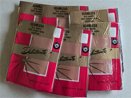 Vintage Debutante Seamless 100% DuPont Nylon Stockings In Cinna Glo Sz 9