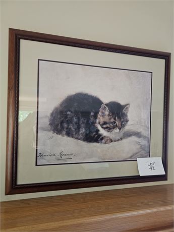 Henrietta Ronner : "Knip A Pretty Kitten" Art Print Framed