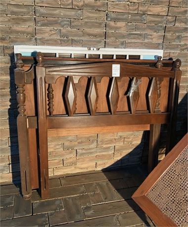 Lot of 3 Single Bed Wooden Headboards - Chippendale, Colonial, Art Deco Styles