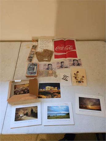 Travel in Isreal :Holy Land Post Cards/Money/Burlap From the Movie "Masada"