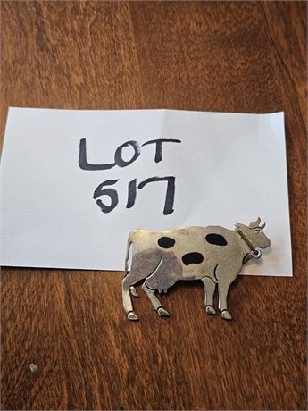 Sterling Cow Brooch - 0.58 OZT