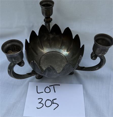 Silver Plate 3-Arm Candle Holder