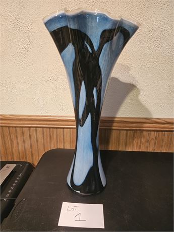 Light & Dark Blue Large Glass Vase