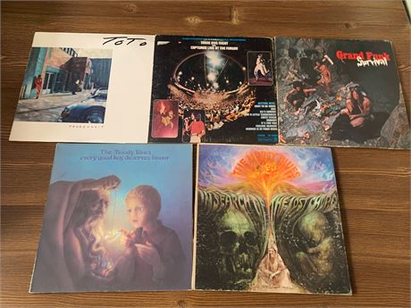 Vinyl Albums - Toto, Three Dog Night, Grand Funk, The Moody Blues