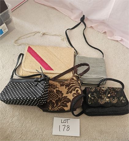 Ladies Mixed Handbags & Purses- Size, Color, Style & Maker Vary