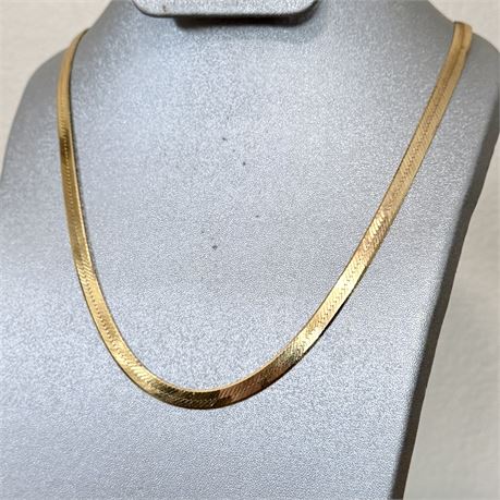 Sterling Silver 925 Gold-Toned Herringbone 20" Necklace - 12.40g