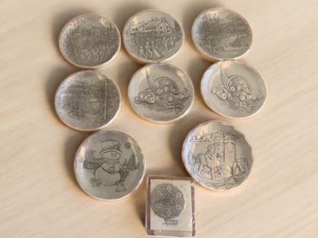 Wendell August Forged Metal Collectible Coasters - Set of 8 and Ornament
