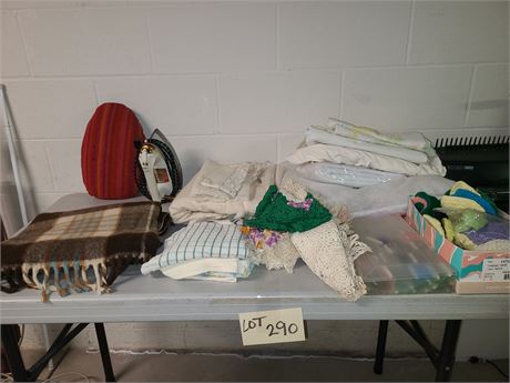 Mixed Linen Lot: Doilies / Sheets / Dish Towels & More