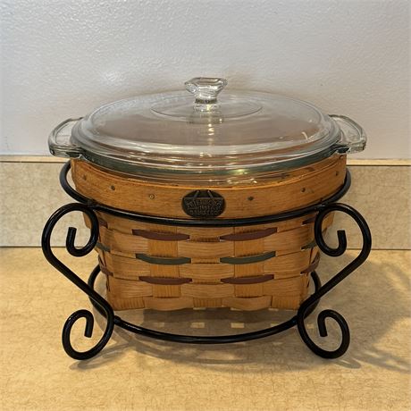 Peterboro Basket w/ Anchor Hocking Baking Dish and Stand