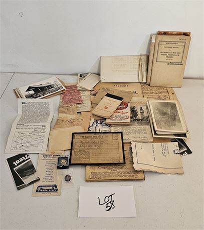 Mixed WW2 Ephemera, War Ration Books, Advertising, Field Manuels, & More