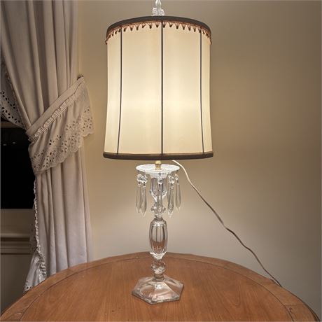 Elegant Glass Table Lamp with Crystal Prisms