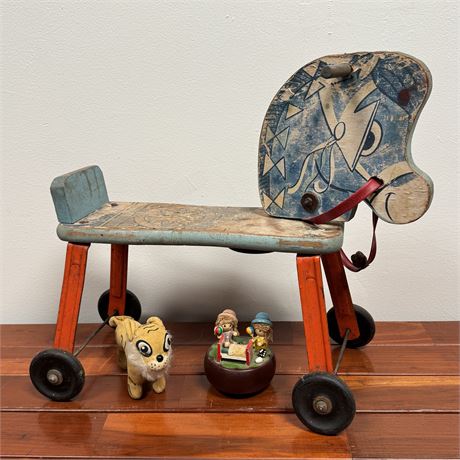 Old Children's Toys and Music Box (Working)