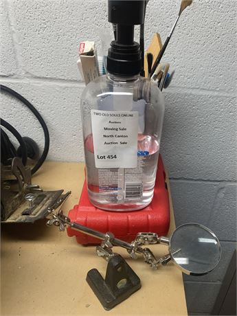 Helping Hand/Third Hand Tool W/Magnifying Glass, Brush Lot & More